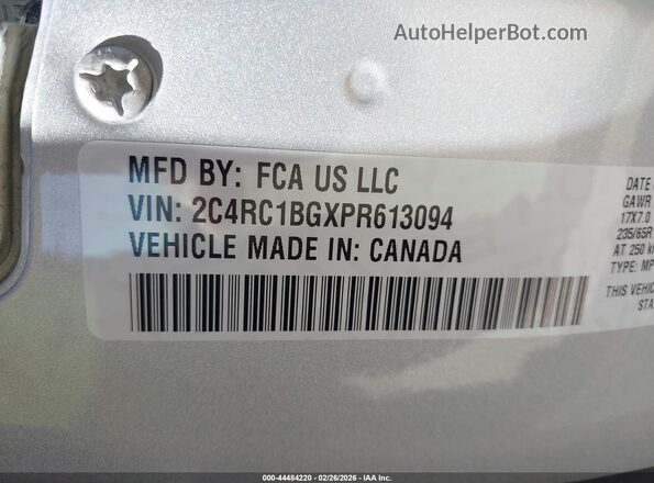 2C4RC1BGXPR613094 2023 CHRYSLER PACIFICA Silver 