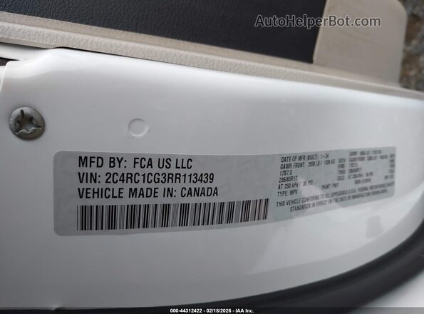 2C4RC1CG3RR113439 2024 CHRYSLER VOYAGER Белый Вид подкапотного пространства