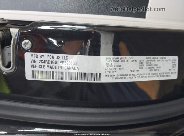 2C4RC1GG0PR593835 2023 CHRYSLER PACIFICA Black Vista del compartimento del motor