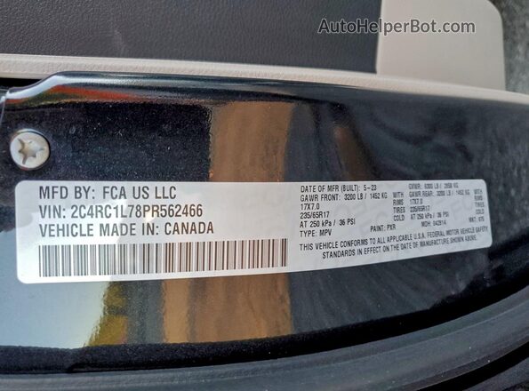 2C4RC1L78PR562466 2023 CHRYSLER PACIFICA Black VIN sticker view