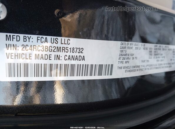 2C4RC3BG2MR518732 2021 CHRYSLER PACIFICA Черный Вид подкапотного пространства