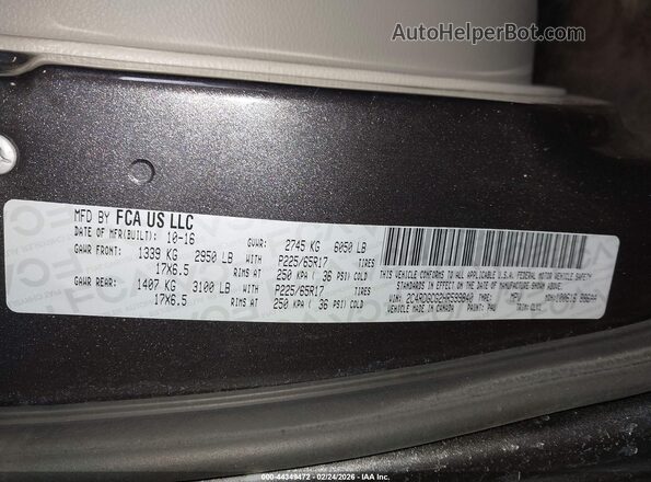 2C4RDGCG2HR599840 2017 DODGE GRAND CARAVAN Gray 