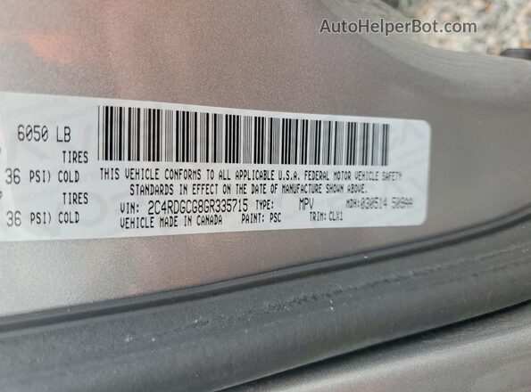 2C4RDGCG8GR335715 2016 DODGE GRAND Silver VIN sticker view