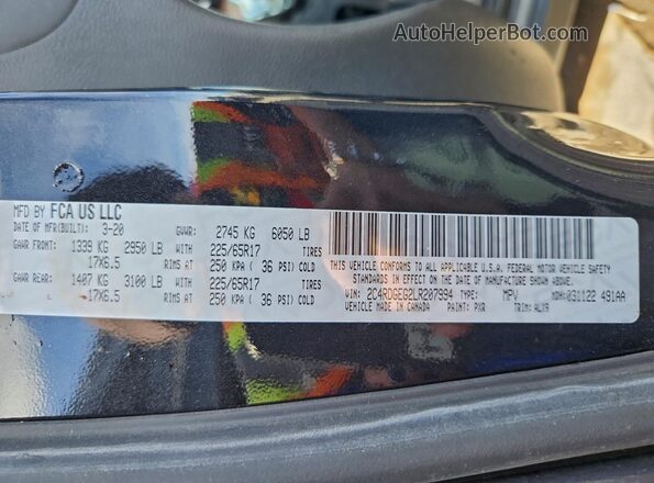 2C4RDGEG2LR207994 2020 DODGE GRAND Black Widok naklejki z numerem VIN