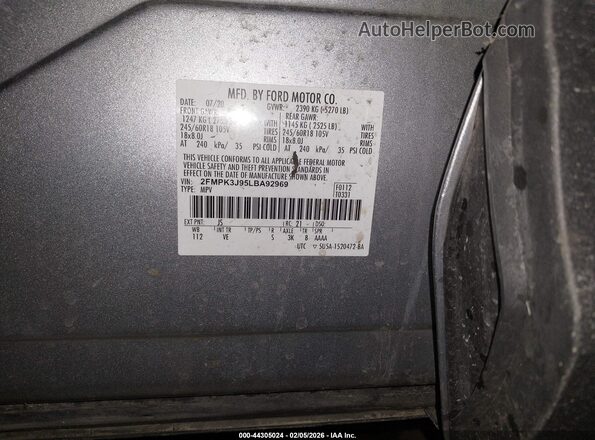 2FMPK3J95LBA92969 2020 FORD EDGE Silver Widok komory silnika