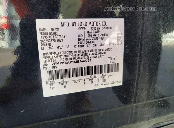 2FMPK4AP1MBA42771 2021 FORD EDGE Black 
