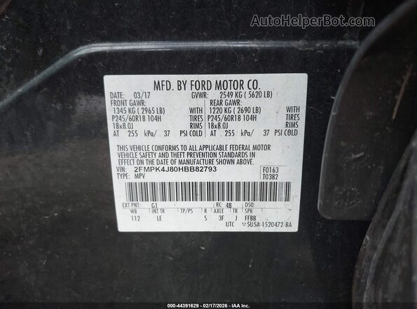 2FMPK4J80HBB82793 2017 FORD EDGE Black Widok komory silnika
