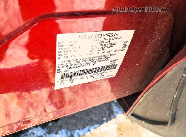 2FMPK4J96KBC31527 2019 FORD EDGE Red 