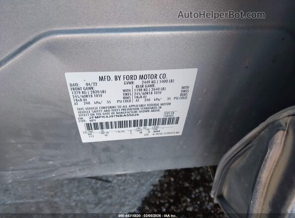 2FMPK4J97NBA55026 2022 FORD EDGE Silver Շարժիչի բաժամունքի տեսք