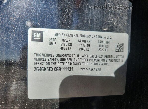 2G4GK5EXXG9111131 2016 BUICK REGAL Черный Вид подкапотного пространства