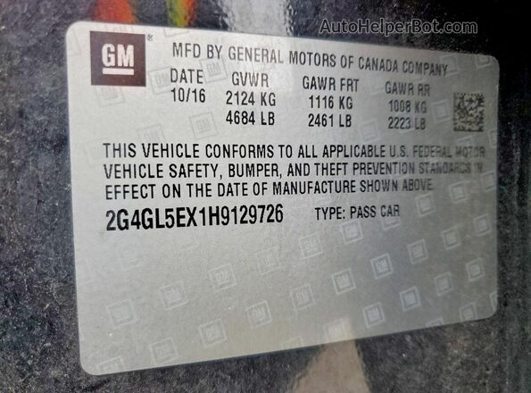 2G4GL5EX1H9129726 2017 BUICK REGAL Black Engine compartment view