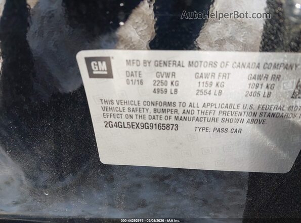 2G4GL5EX9G9165873 2016 BUICK REGAL Black Widok komory silnika