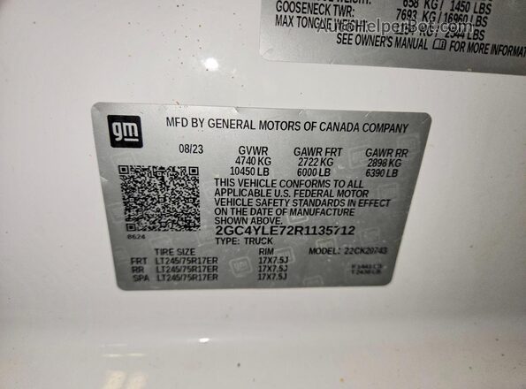 2GC4YLE72R1135712 2024 CHEVROLET SILVERADO Белый Вид подкапотного пространства