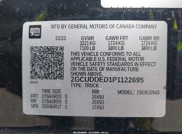 2GCUDDED1P1122695 2023 CHEVROLET SILVERADO Black Вид підкапотного простору