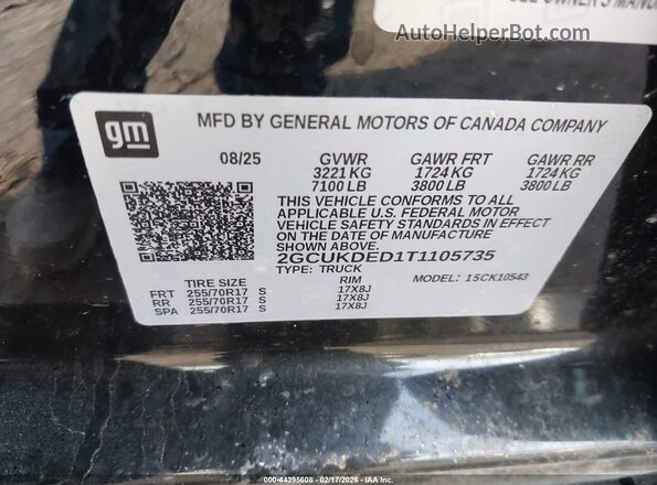 2GCUKDED1T1105735 2026 CHEVROLET SILVERADO Black Engine compartment view