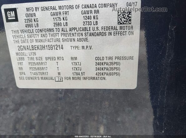 2GNALBEK0H1591214 2017 CHEVROLET EQUINOX Blue 