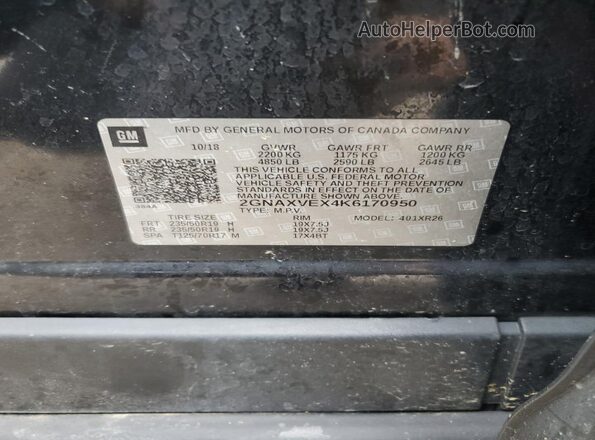 2GNAXVEX4K6170950 2019 CHEVROLET EQUINOX Black 