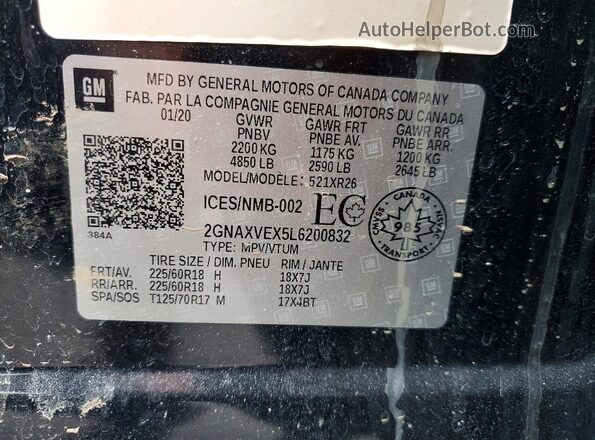 2GNAXVEX5L6200832 2020 CHEVROLET EQUINOX Black 