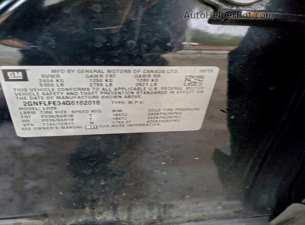 2GNFLFE34G6162018 2016 CHEVROLET EQUINOX Black Вид підкапотного простору