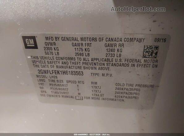 2GNFLFEK1H6183563 2017 CHEVROLET EQUINOX Silver 