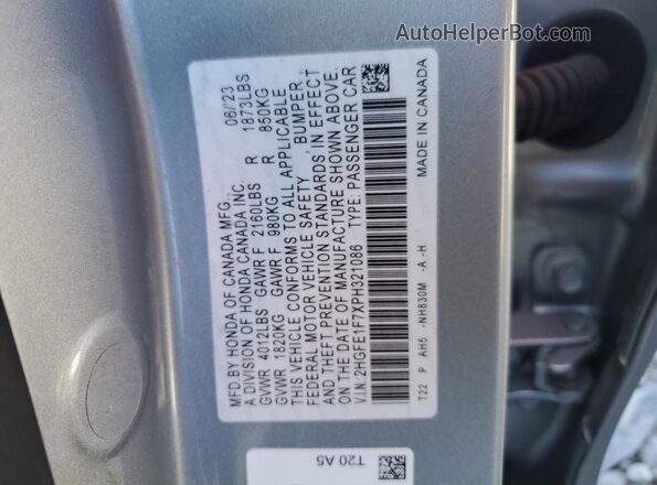 2HGFE1F7XPH321086 2023 HONDA CIVIC Silver Widok komory silnika