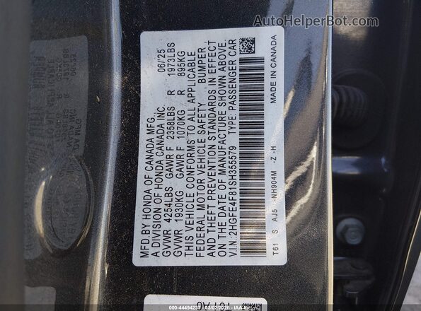 2HGFE4F81SH355579 2025 HONDA CIVIC HYBRID Black 