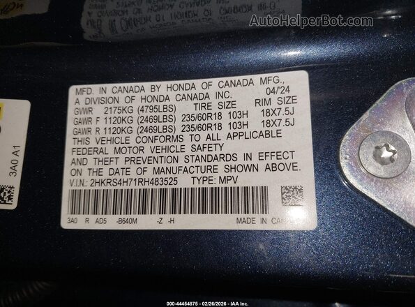 2HKRS4H71RH483525 2024 HONDA CR-V Dark Blue Widok komory silnika