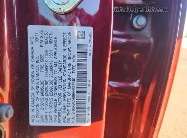 2HKRW2H89HH675940 2017 HONDA CR-V Maroon 
