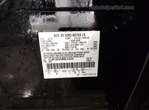 2LMPJ8KP8MBL04248 2021 LINCOLN NAUTILUS Black 