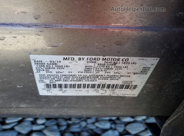 2LMPJ8L94KBL35493 2019 LINCOLN NAUTILUS Золотой 