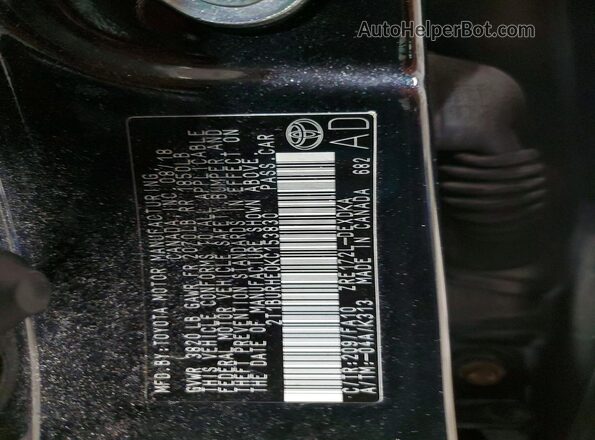 2T1BURHE0KC153830 2019 TOYOTA LL Black 