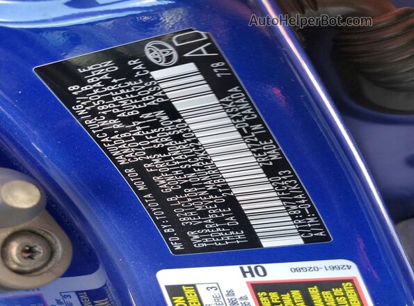 2T1BURHE2KC210304 2019 TOYOTA LL Blue 
