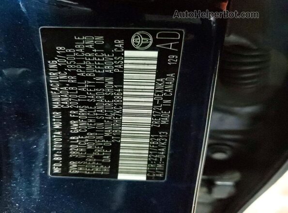 2T1BURHE7KC188641 2019 TOYOTA LL Синий 