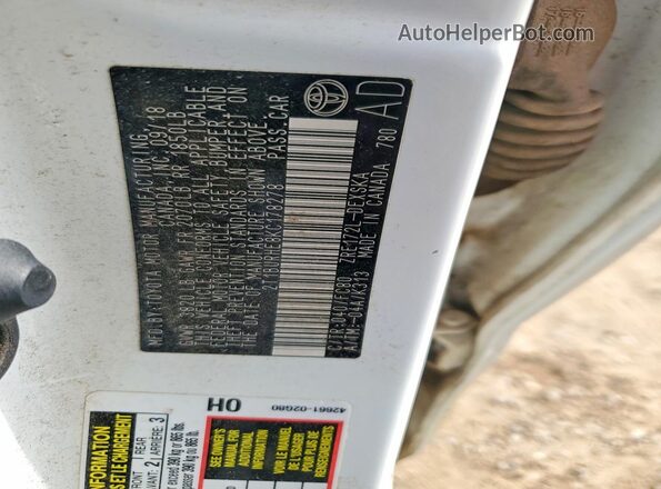 2T1BURHE8KC178278 2019 TOYOTA LL White Widok komory silnika