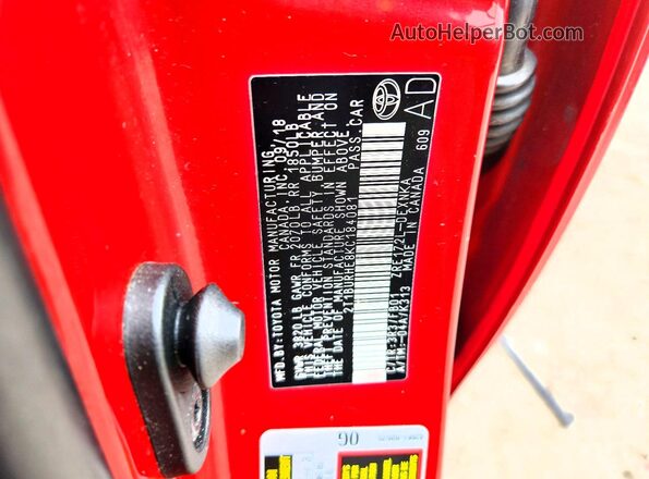 2T1BURHE8KC184081 2019 TOYOTA LL Red 