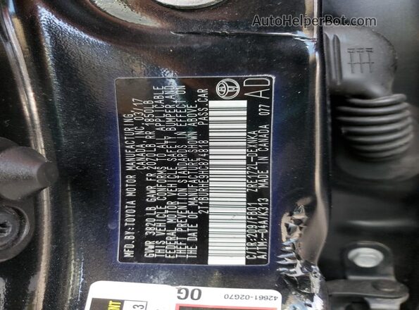 2T1BURHE9HC874818 2017 TOYOTA LL Черный Вид подкапотного пространства