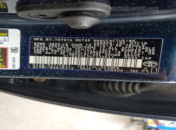 2T1BURHEXKC230641 2019 TOYOTA LL Blue Вид підкапотного простору