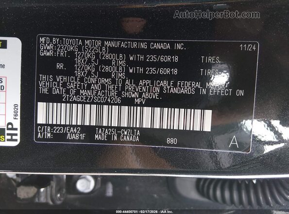 2T2AGCEZ7SC074206 2025 LEXUS NX 350 Black Engine compartment view