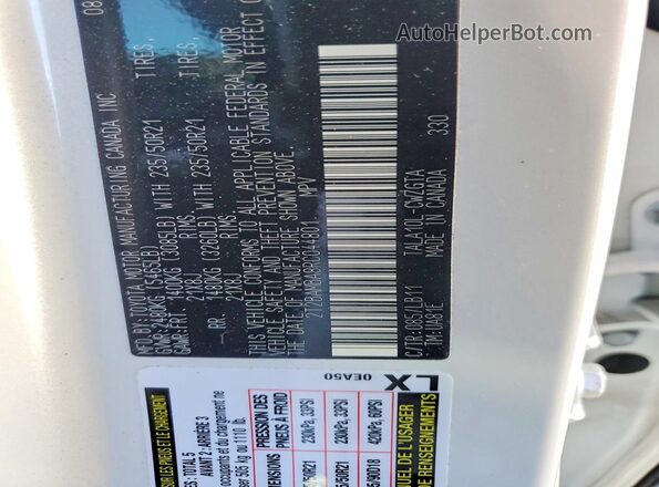 2T2BAMBA8RC044801 2024 LEXUS RX White VIN კოდის სტიკერის ხედი