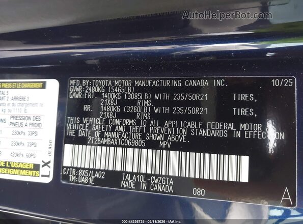 2T2BAMBAXTC069805 2026 LEXUS RX 350 Blue Widok komory silnika