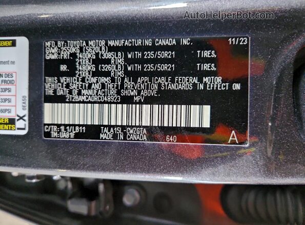 2T2BAMCA0RC048923 2024 LEXUS RX Gray 360 interior view