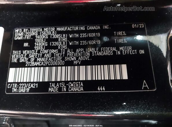 2T2BAMCA2PC006900 2023 LEXUS RX 350 Black Engine compartment view