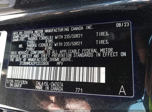 2T2BAMCA2PC033806 2023 LEXUS RX 350 Black Շարժիչի բաժամունքի տեսք