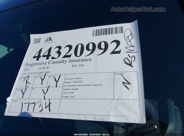 2T2BAMCA2PC033806 2023 LEXUS RX 350 Black 