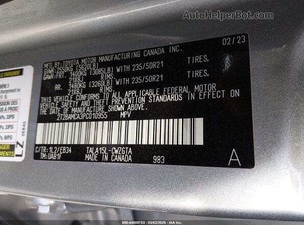 2T2BAMCA3PC010955 2023 LEXUS RX 350 Gray Engine compartment view