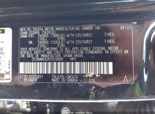 2T2BAMCA3PC029988 2023 LEXUS RX 350 Черный Вид подкапотного пространства