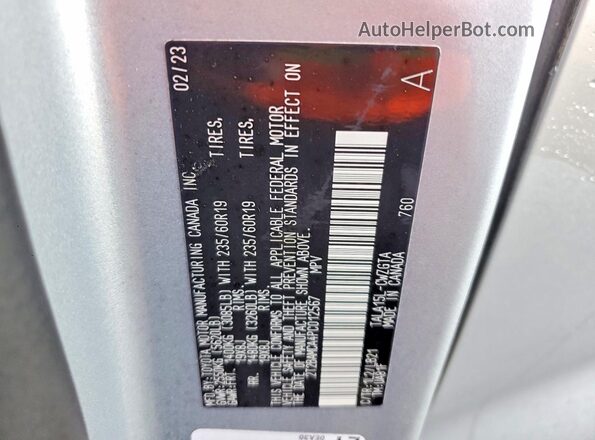 2T2BAMCA4PC012567 2023 LEXUS RX Silver Вид наклейки з VIN-кодом