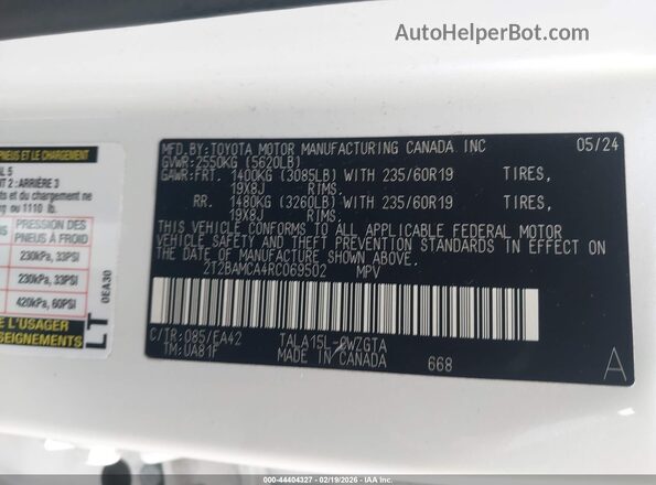 2T2BAMCA4RC069502 2024 LEXUS RX 350 White ძრავის განყოფილების ხედი