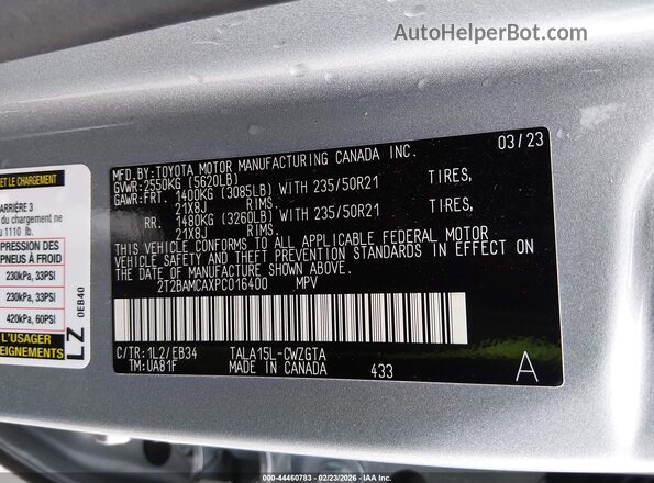 2T2BAMCAXPC016400 2023 LEXUS RX 350 Silver 