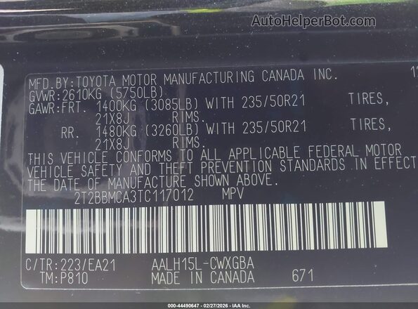 2T2BBMCA3TC117012 2026 LEXUS RX 350H Black Widok komory silnika